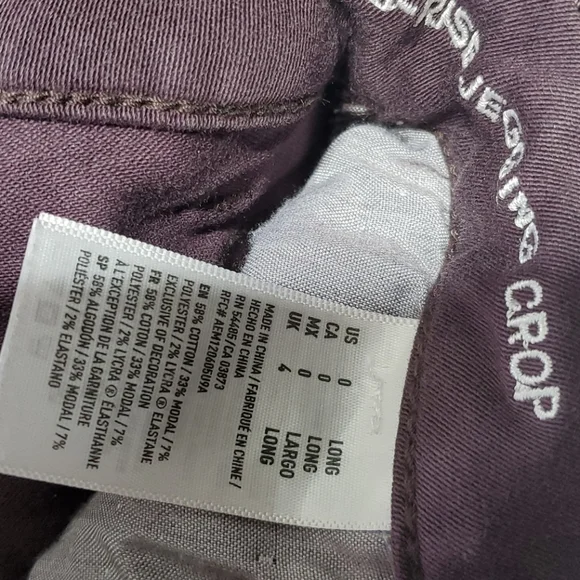 American Eagle Purple High Rise Jegging Crop Pant Size 0 Waist 24 Inches - Picture 2 of 3